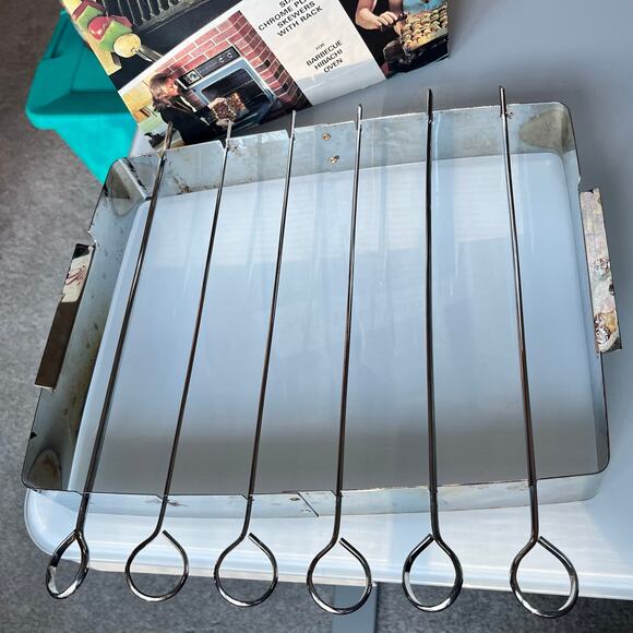 Vintage Summit Shish Kebab Chrome Plated Cooking Set 6 Skewers in box - 1970's - Picture 9 of 10